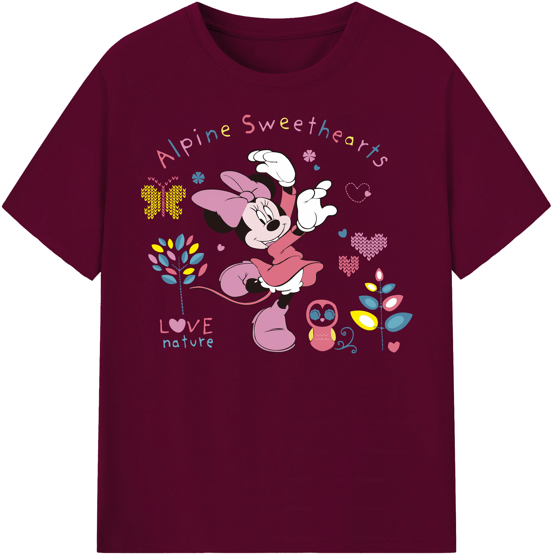 （画像用） ミッキーマウス Mickey Mouse レディースカジュアルプリントTシャツ（綿100％）